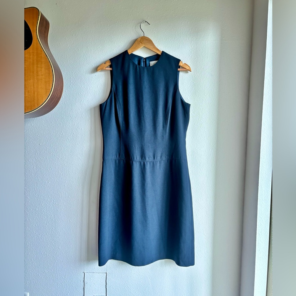 Oscar De La Renta Sleeveless Sheath Dress Navy Blue
